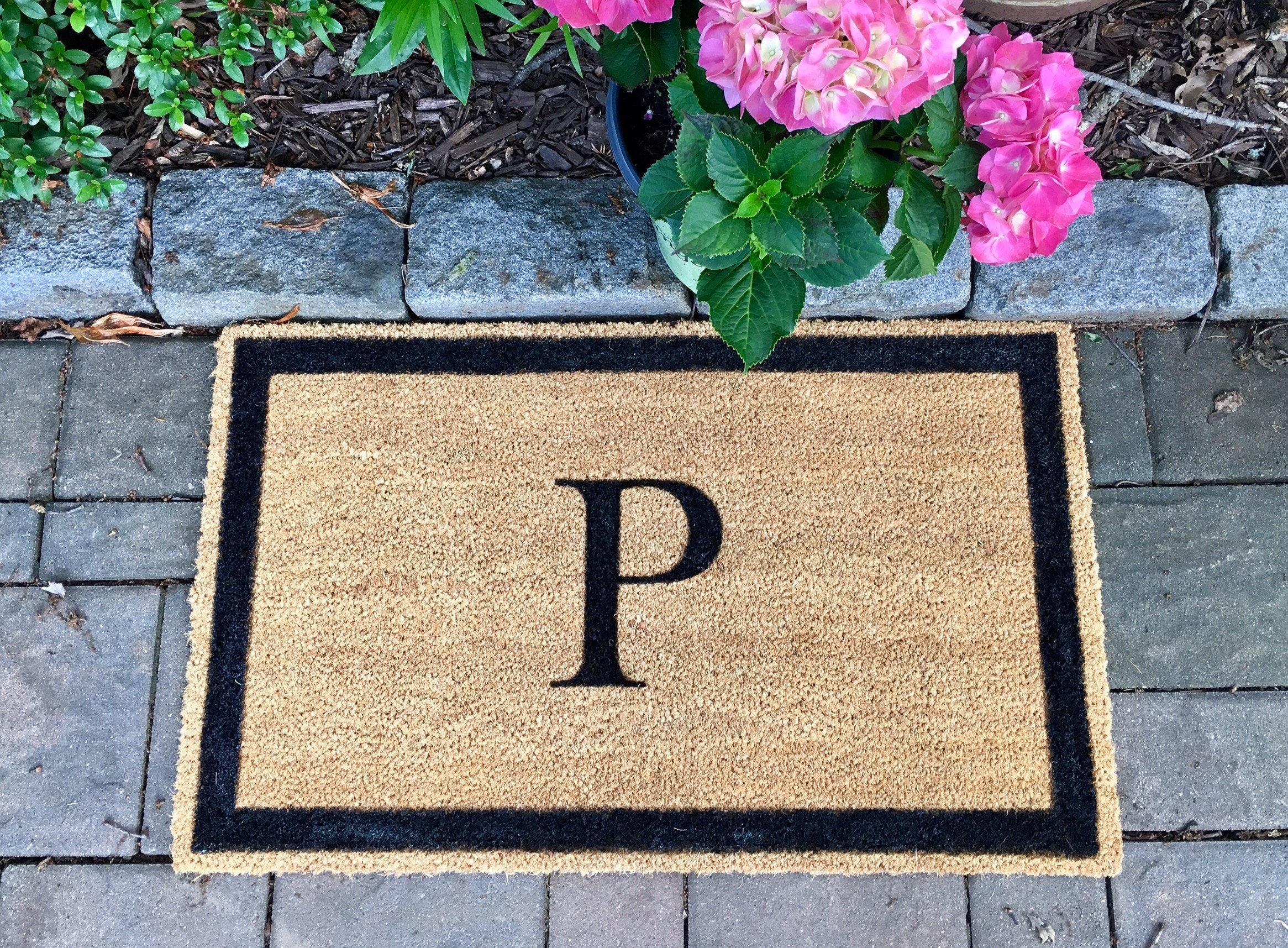 Personalized Initial Door Mat With Border Custom Door Mat