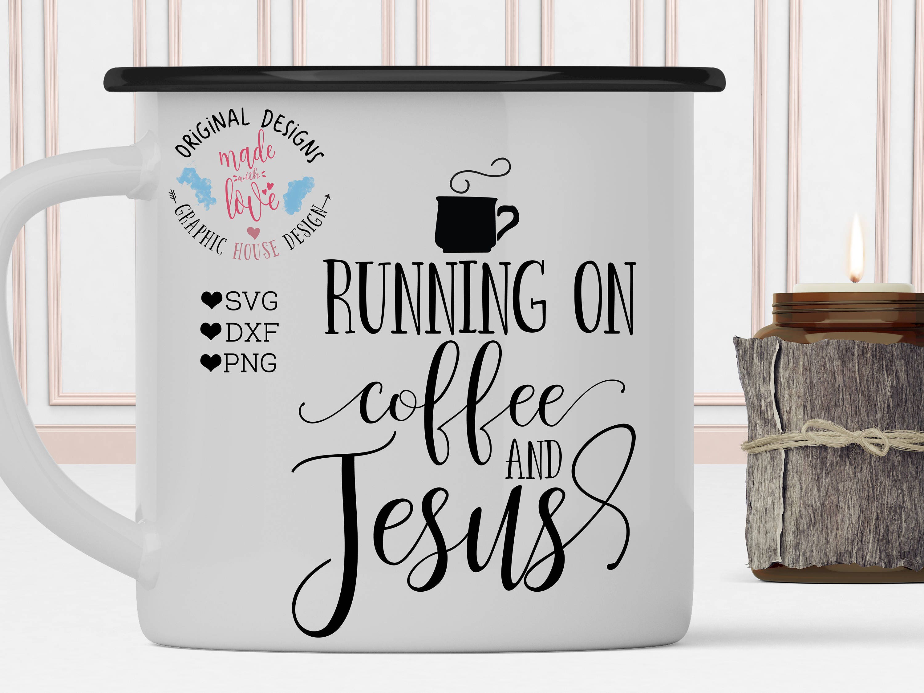 Jesus svg coffee svg Running on coffee and jesus svg mug