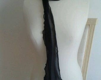 long scarf in black tulle