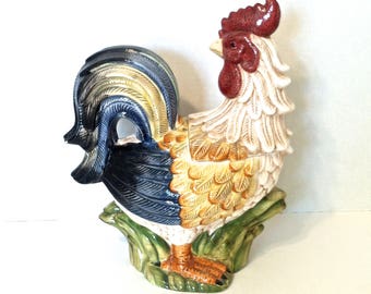 Vintage Cookie Jar Vintage Chicken Cookie Jar Colorful Vintage Rooster Cookie Jar Farmhouse Decor Cookie Storage Kitchen Storage