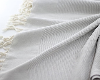 Turkish Bath Towel | Double Sided | Grey | Turkish Towel | Peshtemal Towel | Bathroom Decor | Cotton | Peshtemal | Extra Thick | Super Soft