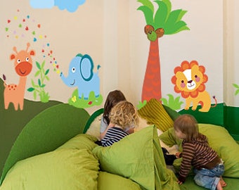 Jungle Safari Decal, Vinyl Jungle Safari Decal, Jungle Decal, Nursery Jungle Safari Decal, Safari Decal to Nursery