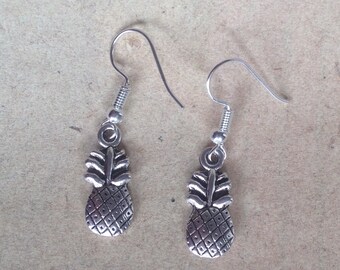 Pineapple earrings silver, fruit on the ear