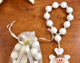 12 blanco Angel niño Rosario favores bautizo primera comunión bautizo Bautizo Rosario De Wipiur Niño