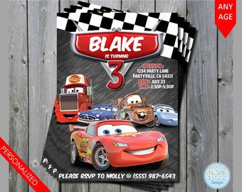 Cars Birthday Invitation, Cars Birthday Invite, Cars Party, Child Birthday Invitation, Cars Invite