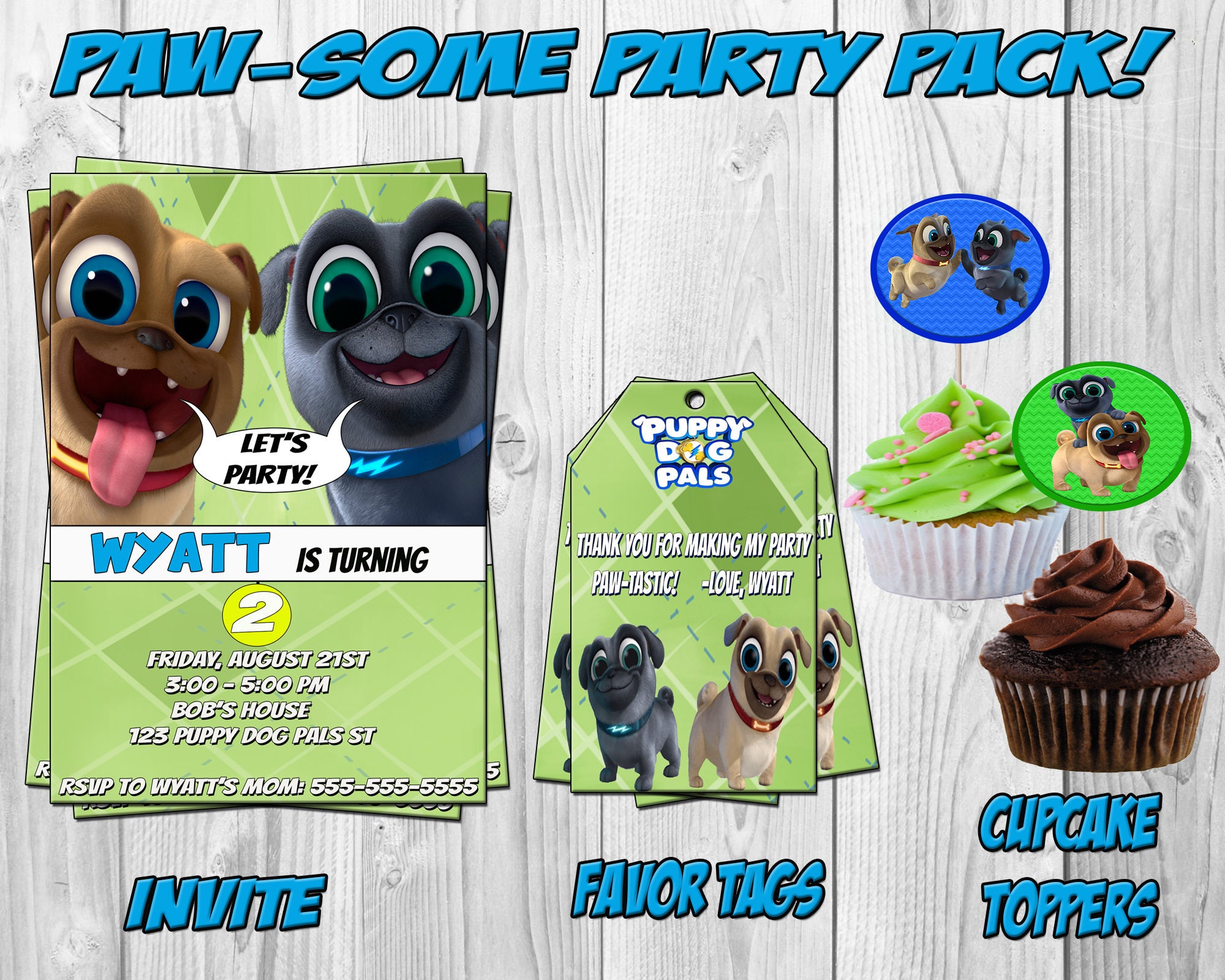 PUPPY DOG PALS Birthday Party Invitation Printable Download