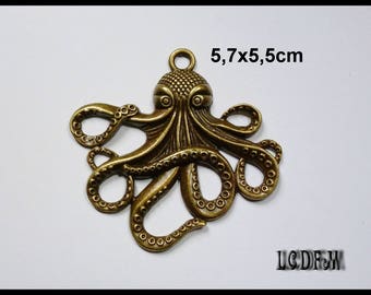 * ¤ 1 large Octopus pendant with metal Bronze - 5, 7 x 5, 5cm ¤ * #PC52