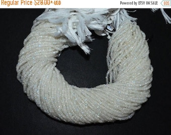 50% OFF White Rainbow Moonstone Faceted Rondelle Beads , 13" Strand - White Rainbow Moonstone Rondelle , 3 mm , MC1155