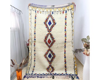 Moroccan Rug Azilal Vintage 100% Wool Handmade Superb Rare Carpet 6'11x4'5