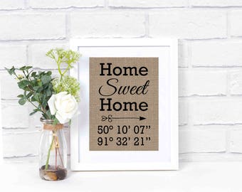 Custom Coordinates Sign- Home Sweet Home Sign- Wedding Gift- Home Coordinates Sign-GPS Coordinates-Latitude Longitude Sign-Housewarming Gift