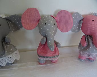 fabric elephant gray and pink
