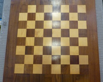 Large vintage Drueke #65 SIGNED Walnut Maple Double Sided Chess or Checkers Board 1940s/1950s 2.5" squares Grand Rapids Play A Way