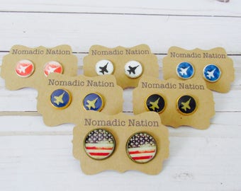 Jet Studs- Jet Earrings- Aviation Gift- Aviation Earrings- Military Accessories- Airplane gift- Military Gift- Airplane Earrings