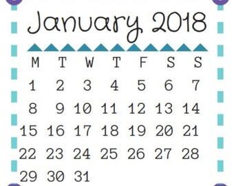 Oops a Daisy 2018 STICKERS - Super Cute Month stickers (Jan-December 2018) x 15 Purple and Teal