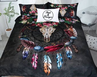 bedding skull comforter king dreamcatcher southwest queen bull boho chic duvet twin sets catcher dream