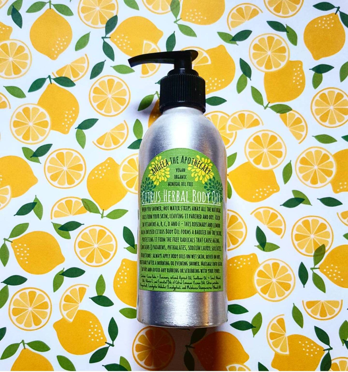 Moisturizing Citrus Body Oil Organic Herbal Oil After Shower