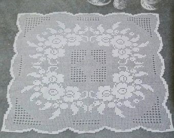 Vintage Crochet Doily Square Roses Pattern Chart Symbol
