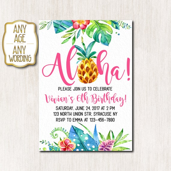 aloha birthday invitation hawaiian birthday invitation luau