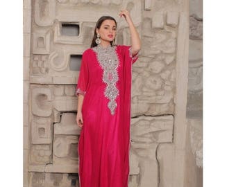 10% OFF Farasha Caftan, stones Embellished Kaftan, Moroccan Fancy Kaftan Maxi Dress, Dubai Kaftan, Beaded Evening Gown, Plus Size, abaya Max