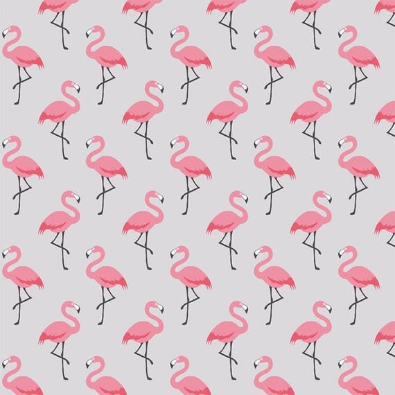 Flamingo fabric Fabric pink flamingos on a gray background