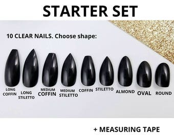 Press on nails measuring pack - Sizing sample kit - Soft measuring tape - Nail sizing sample - Measure tape - Starter pack