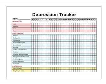 Stress Reduction Tracker Printable Journal Chart Guide with 10