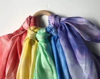 Play Silks Set of 5 - Waldorf Play - Imaginative Play - Baby Toy - Toddler Toy - Natural Toys - Rainbow Toy