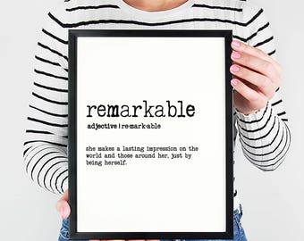 Remarkable Definition Print - 8x10 - Anthem - Mounted Print - Foam Core - Wood Sign - Print Only - Inspiration - Motivation - Gift for Her