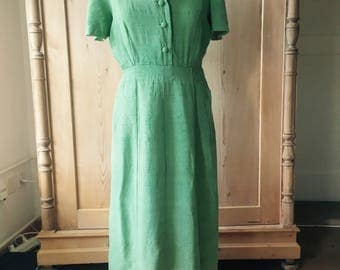 green silk 1940s dress size medium