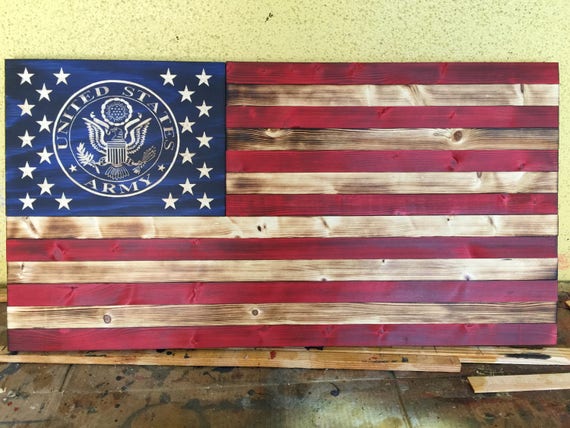 US Army wood flag 32x17