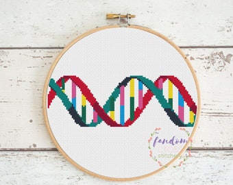 DNA Double Helix Cross Stitch PDF Pattern | Geek Cross Stitch Pattern | Science Cross Stitch Pattern