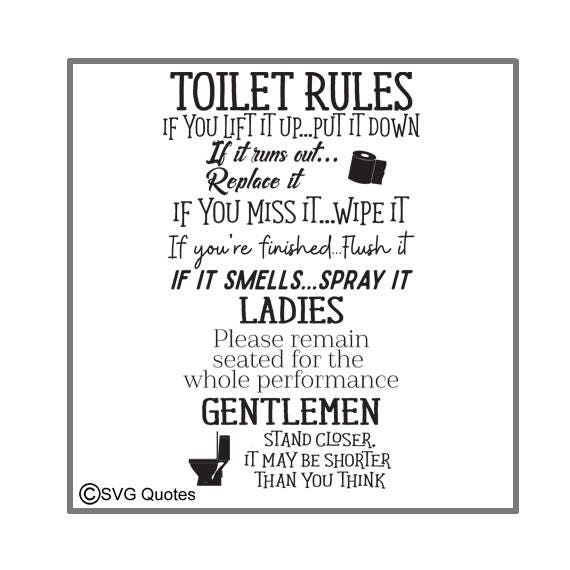 Toilet Rules SVG Cutting File DXF EPS For Cricut Explore