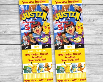 Pokemon Go Invitation, Pokemon Invitation, Pokemon Birthday, Pokemon Party, Pikachu Invitation, Pikachu Birthday, Pokemon Ticket | PK_1