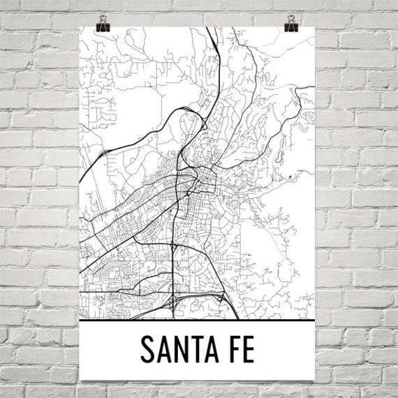 Santa Fe Map Santa Fe Art Santa Fe Print Santa Fe NM