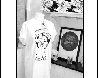 hand screen printed t shirt 100% cotton Frida kahlo donuts GRL PWR