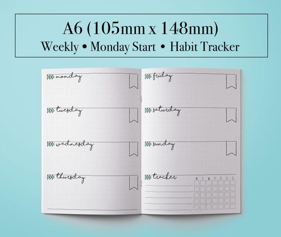 A6 Planner Insert A6 Planner Printable A6 Tracker A6 Weekly