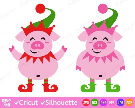 Download Christmas Elf Svg Pig Clip art Christmas Svg files Pink Piglet