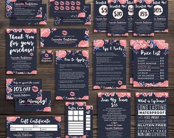 LipSense Ultra Value Bundle Pack, LipSense Business Cards, LipSense Marketing Kit, Printable Digital Files, LipSense Dark Floral, LIPVPB001