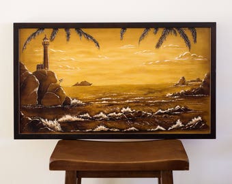 Lighthouse, Wood Carving Wall Art, Wood Wall Art, Gift, Original Painting
