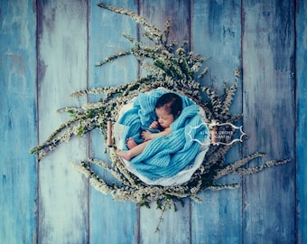 Blue flowers - Newborn Digital Backdrop, newborn props, ready to use digital background!