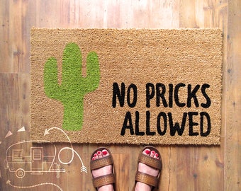 No Pricks Allowed Doormat - Cactus Doormat - Door Mat - Cactus