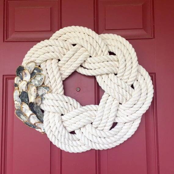 XL Oyster Shell Nautical Rope Wreath