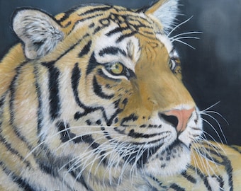 Oilpainting tiger original painting no fine art print 11,8 x 11,8 x 0,78"