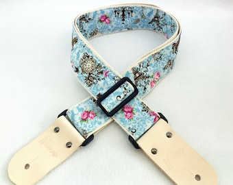 Pre-launch Proto sale! NuovoDesign "Eiffel" fabric Guitar strap with leather connector and free end pin & tie lace