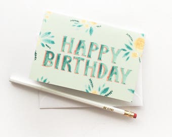 Greeting Card - Cute Floral Stationery - Happy Birthday Card - A6 Greeting Card - Happy Bday Card