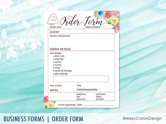 invoice form free printable blank Form Custom Order Cake Business Bakery Printable for