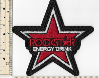 Rockstar Energy Drink Motocross ATV Racing Red Star Iron on Patches Embroidered Applique Badge Emblem Logo Sew Patch FREE SHIPPING