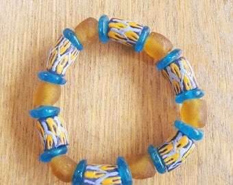 Bracelet EMEKA en perle de verre du Ghana by MamaLua design