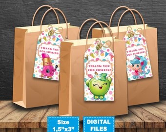 Shopkins thank you tags, shopkins birthday decor, shopkins party supplies, shopkins label,shopkins printable favor,shopkins instant download