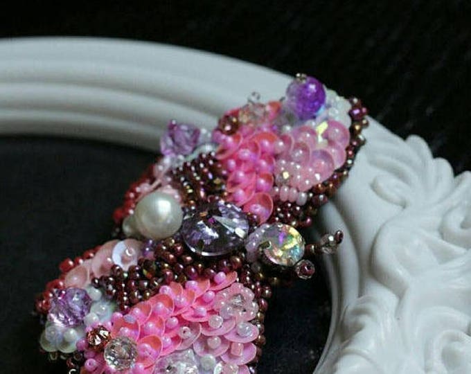 Butterfly pink Brooch Insect handmade jewelry pin broach Embroidery violet Brooch Beaded Broach beads gift for her idea fashion jewelry